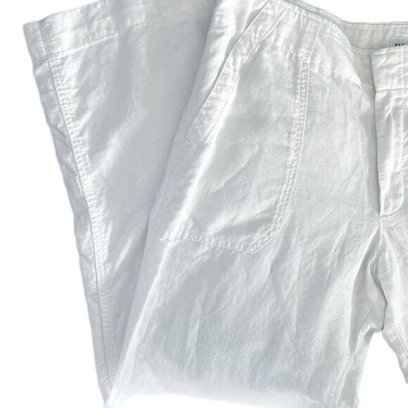 Women Gap White cotton / linen Wide Leg Pants  SZ 14 R zip hook closure 4 pocket - Picture 8 of 11